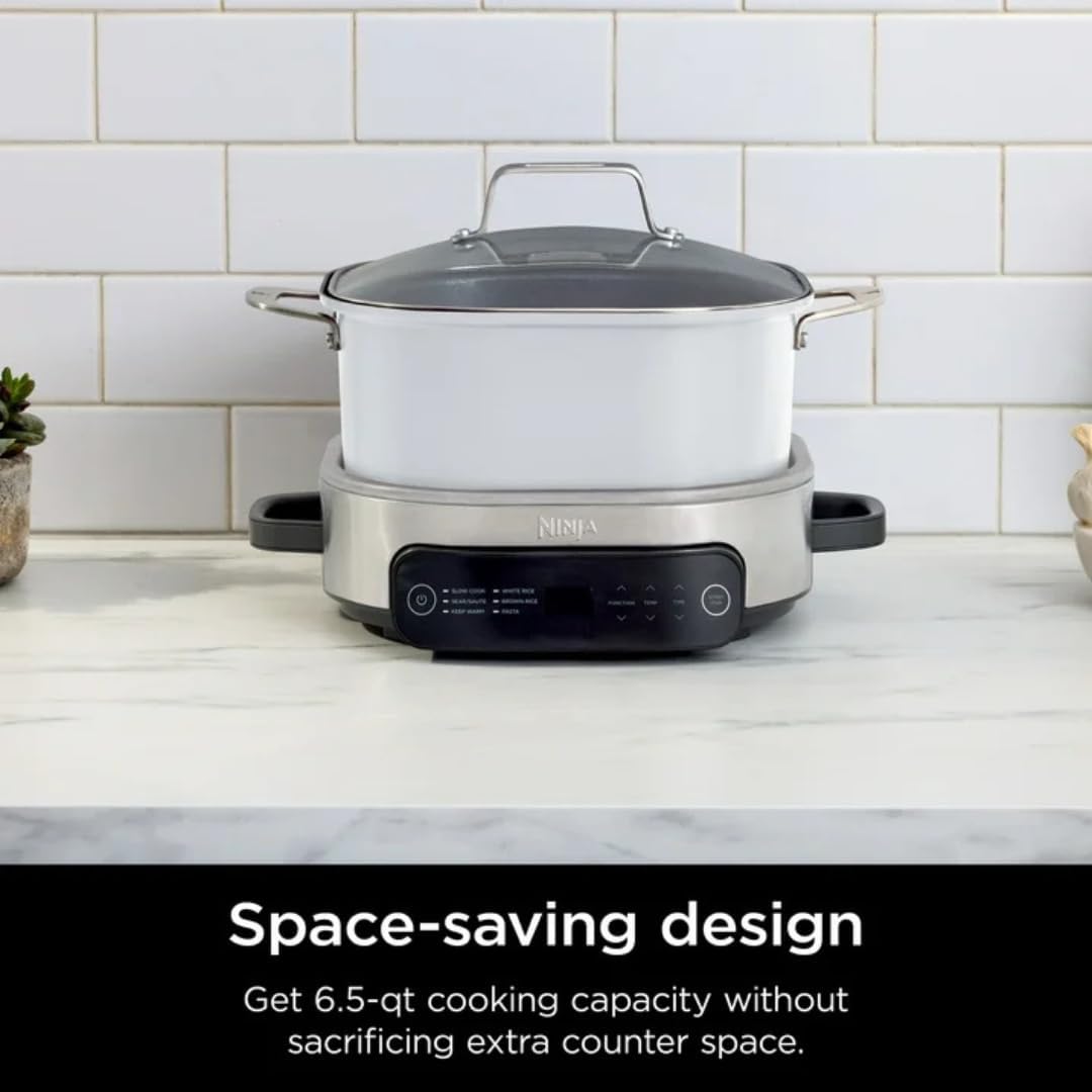 Multi-Cooker Ninja Foodi MC1100, Everyday Possible Cooker 6.5-Qt, 6-in-1 with Slow Cook, Slow Cooker, Sear/Sauté, Rice & Pasta Functions,Compact Design,Replaces 10 Kitchen Appliances,Easy Cleanup