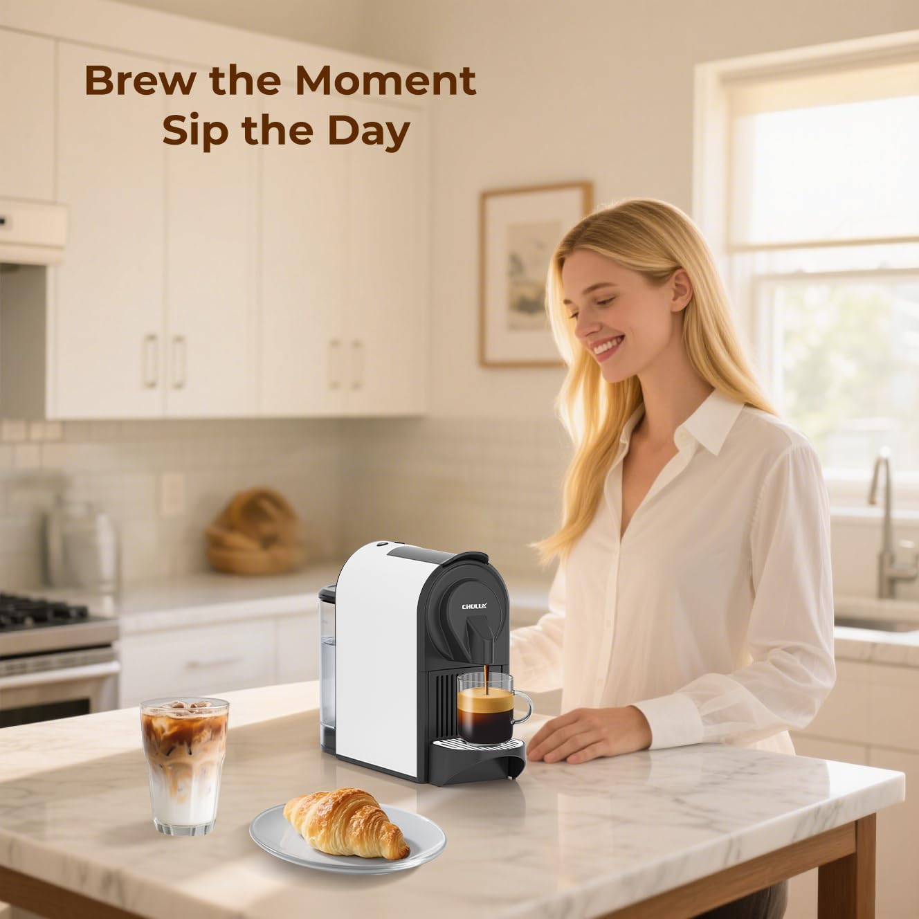 CHULUX Mini Espresso Pod Machine for NS Original Capsule, 20 Bar Single Serve Espresso Coffee Maker, 1400W