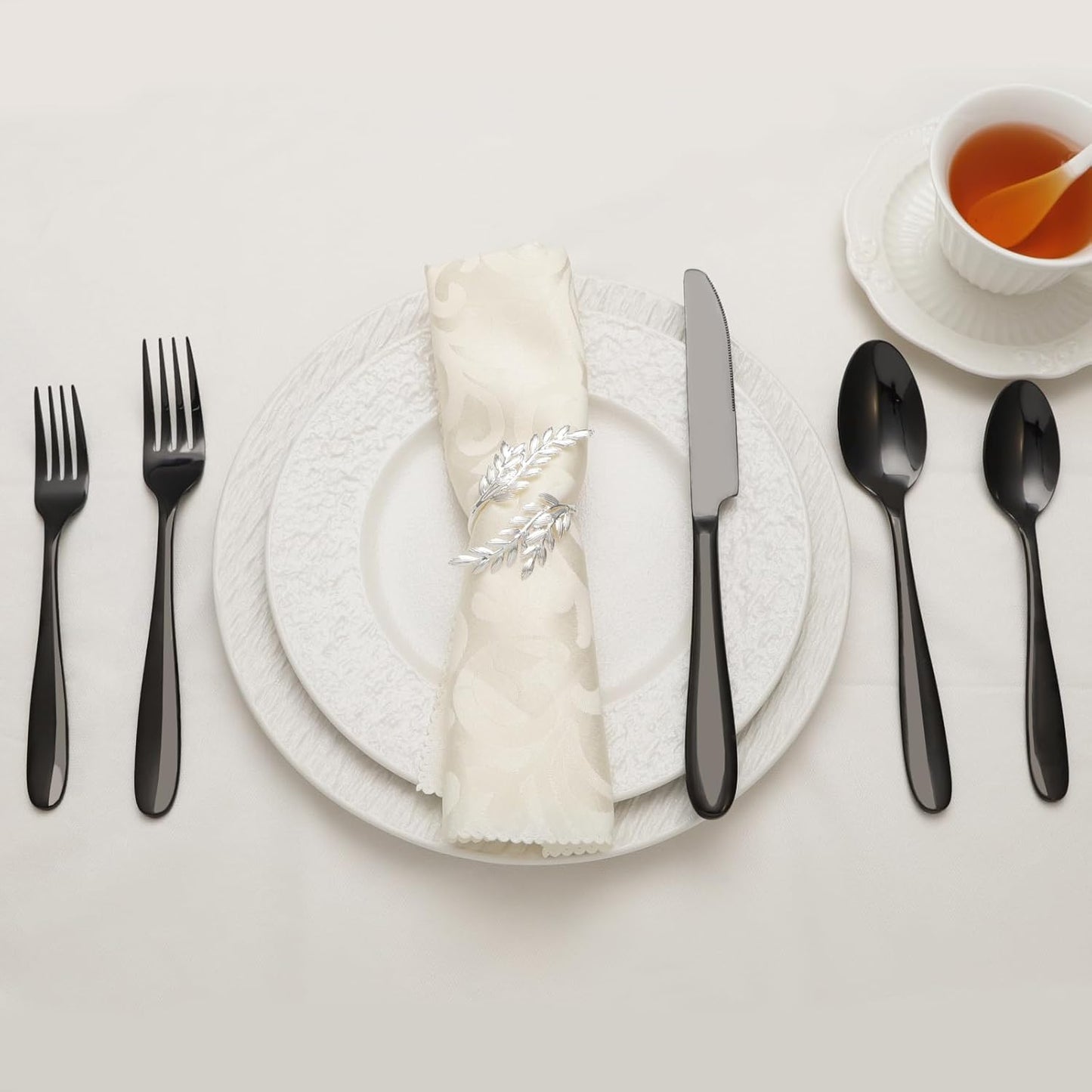 20-Piece Black Silverware Set, Flatware Set for 4, Food-Grade Stainless Steel Tableware Cutlery Set, Mirror Finished Utensil Sets for Home Restaurant, Forks Spoons and Knives Set, Dishwasher Safe