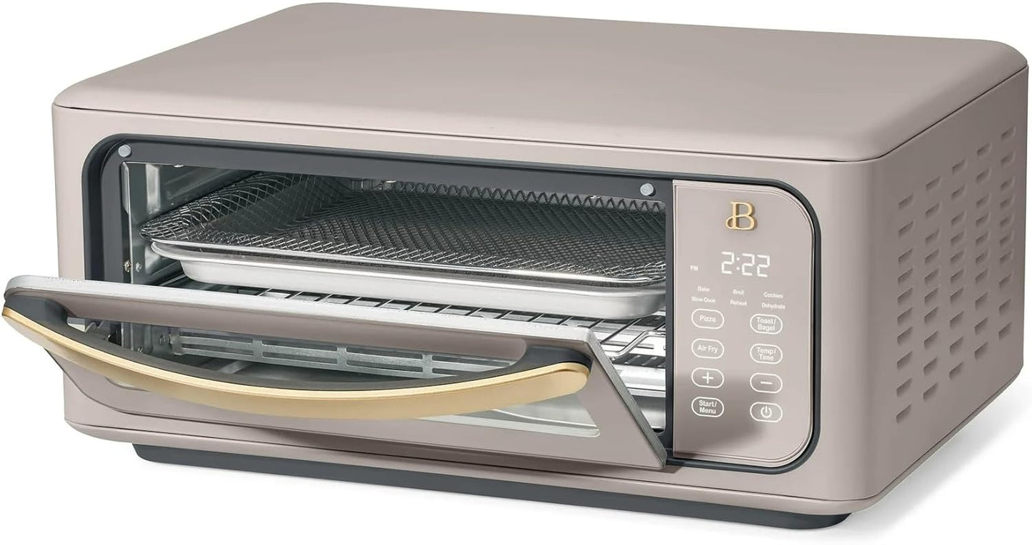 Beautiful Infrared Air Fryer Toaster Oven Combo - 10-in-1 Countertop Convection Oven with Air Fry, Bake, Pizza, Toast & Dehydrate Functions - 1800W Stainless Steel Kitchen Appliance (Porcini Taupe)
