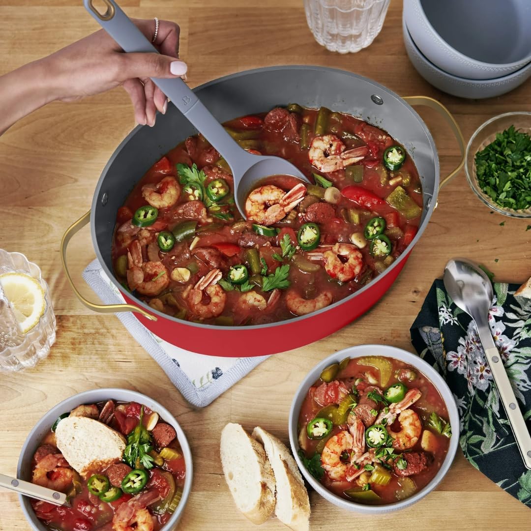 Beautiful 10-in-1 6Qt Electric Multi-Cooker with 7 Presets, Oven-Safe Pot & Lid, Sauté, Steam, Slow Cook, Slow Cooker, Simmer, Rice & More – Touch Display, Dishwasher Safe, Serves Up to 7 (Tomato Red)