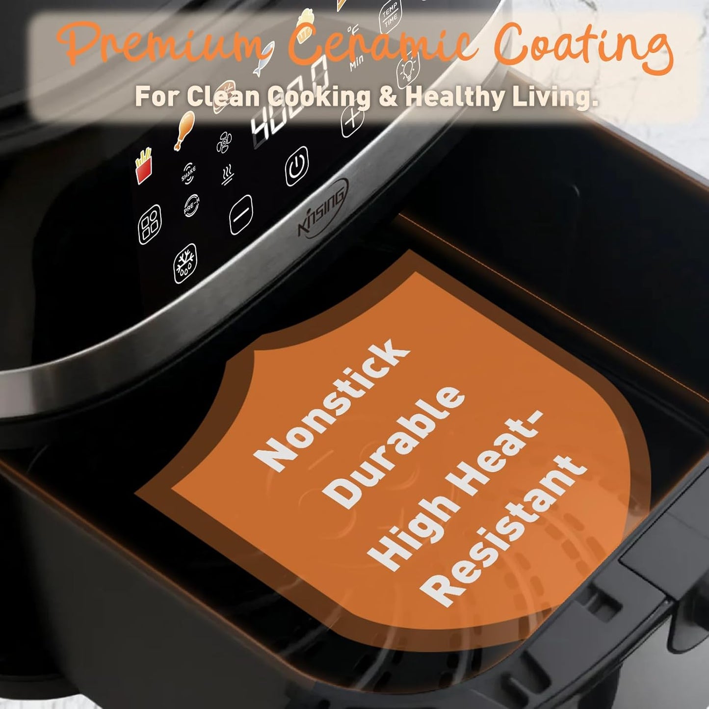 Air Fryer 6.5 QT,8 in 1 with Visible Window,LED display, 400℉ Precise Temperature Control, Shake Reminder&Pre-heat indicator,Metal inner cavity,Nonstick & Dishwasher Safe Basket