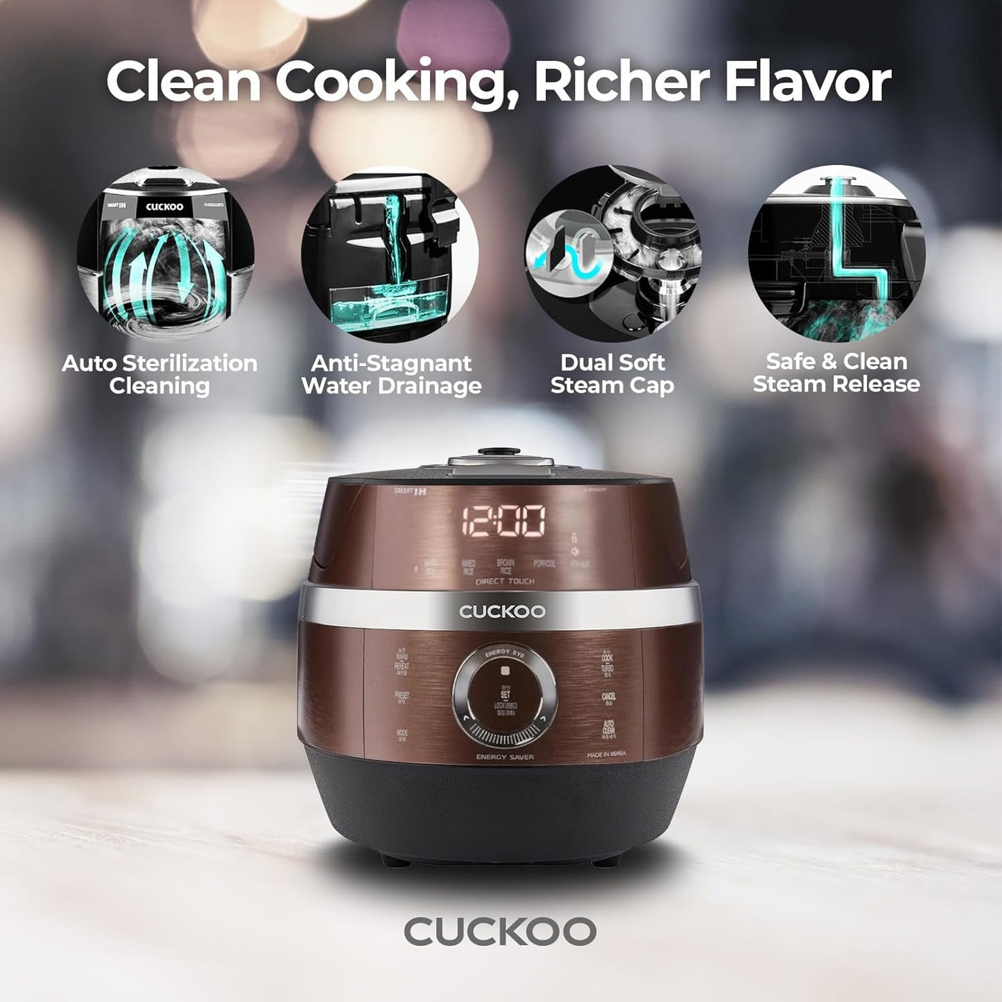 CUCKOO High Pressure Rice Cooker 6-Cup Uncooked / 12-Cup Cooked with Induction Heating Technology, Versatile Rice Maker with 16 Menu Options and Steam Plate, Voice Guide, Copper (CRP-JHR0609F)