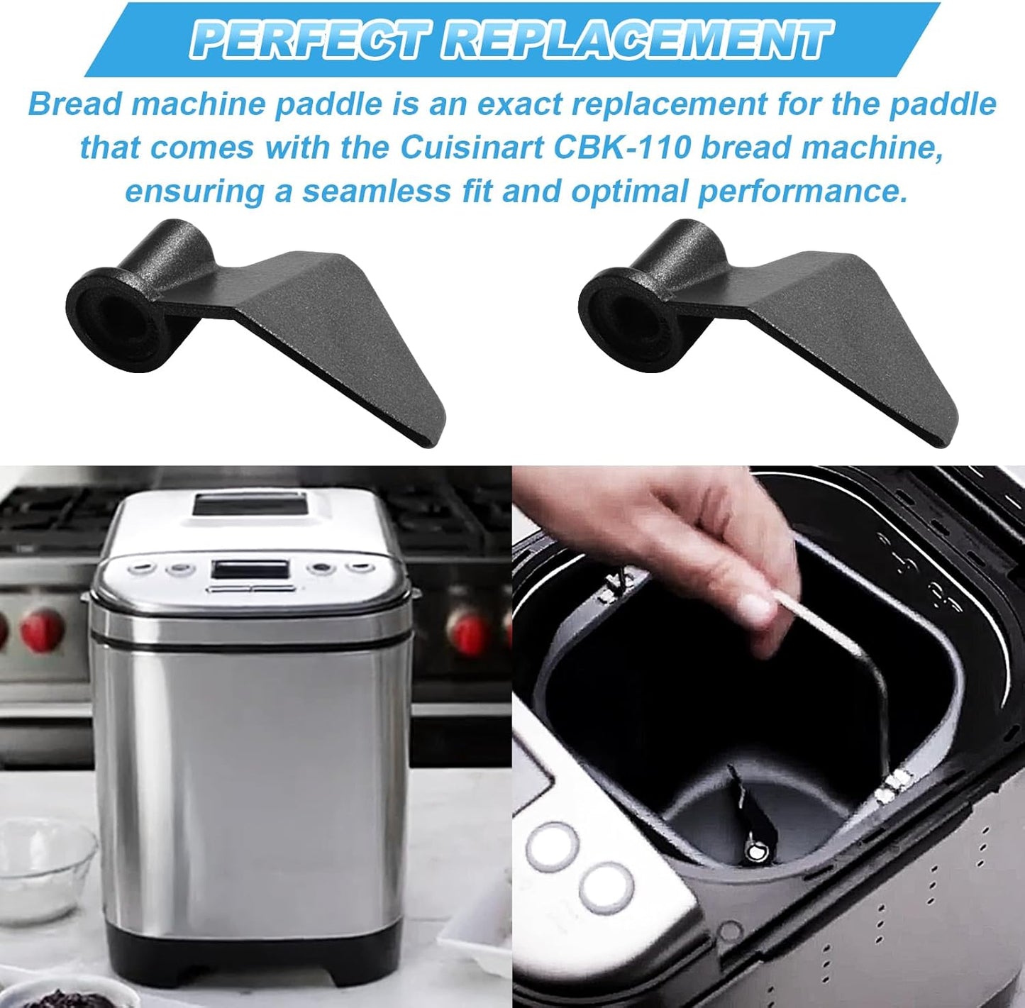 Aillsa Bread Maker Paddle CBK-110KP fits for Cuisinart Bread Machine Maker CBK-110& CBK-110P1 Kneading Paddle Replacement (2 pcs)