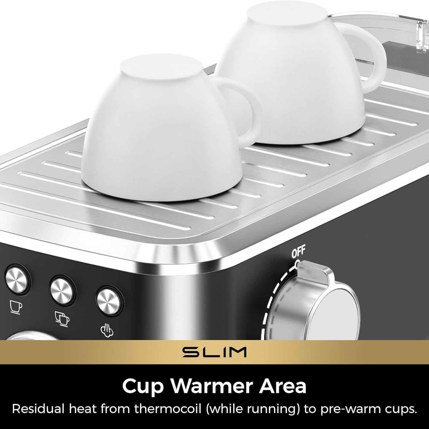 CHULUX Slim Espresso Machine with Milk Frother Steam Wand, 20 Bar Professional Italian Pump Espresso Coffee Machine for Home Cappuccino & Latte Maker, Black Stainless Steel
