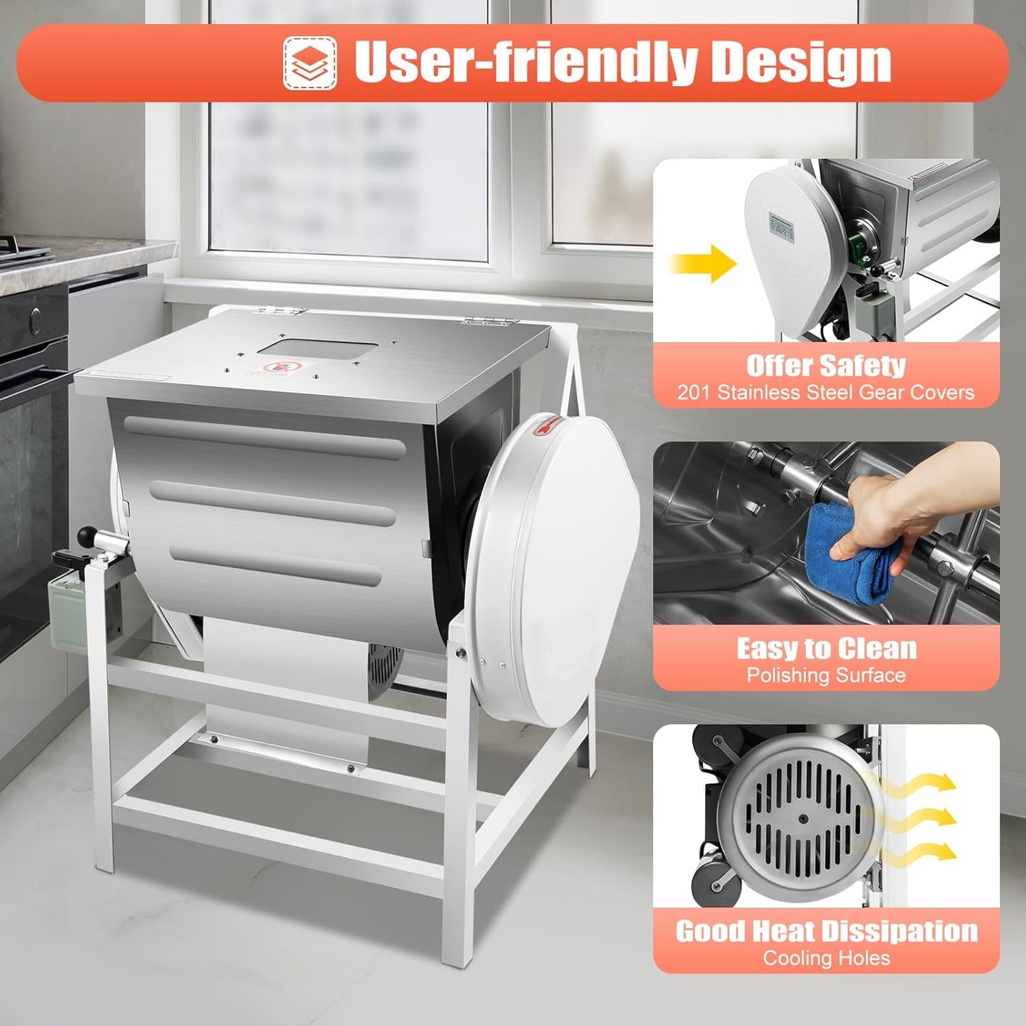 30QT 1500W Electric Dough Maker,Commercial Stand Dough Mixer Bread Maker Machine, Stainless Steel Heavy Duty Food Mixer for Bakery, Sliver