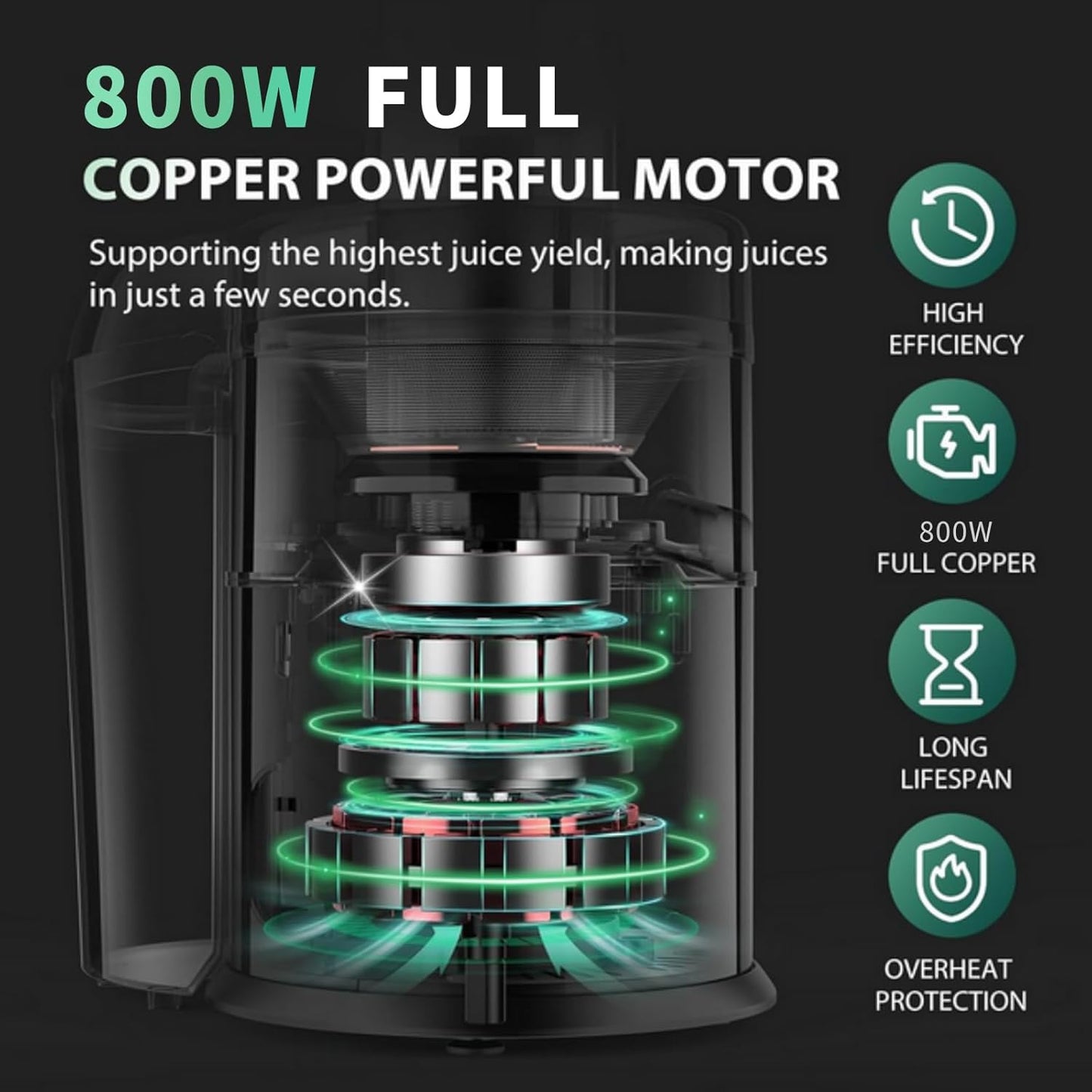 Juicer Machines, 2.8" Wide Feed Chute Centrifugal Juicer for Whole Vegetables & Fruits, Dual Speeds Juice Extractor Maker with Heavy Duty Full Copper Motor, High Juice Yield,Titanium-Plated Filter