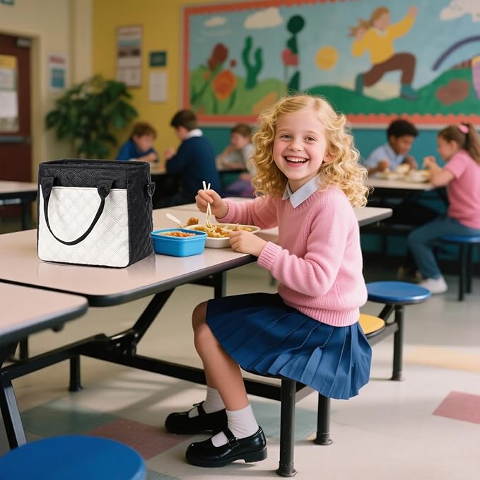 TuErCao Lunch Box for Women Lunch Bags for Work for Teacher Nurse Mom Small Insulated LunchBag for Picnic Travel Shopping, Portable Lightweight Ultrasonic Soft Touch LunchTote for Young Ladies