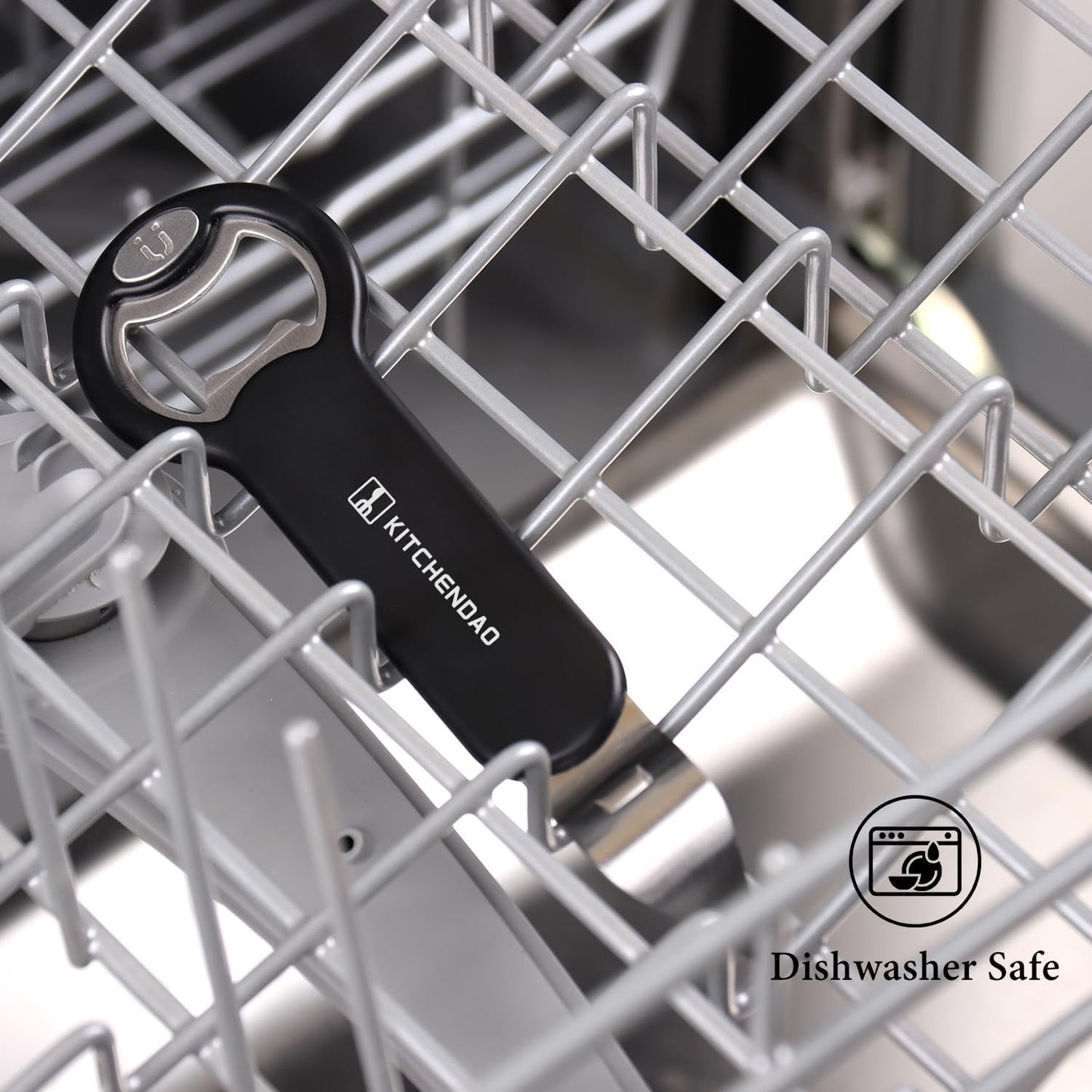 KITCHENDAO Magnetic Bottle and Can Opener for Refrigerator, Stainless Steel Manual Can Punch Opener for Liquid with Cap Catcher, Stick to Fridge for Easy Storage, Can Tapper Church Key with Magnet