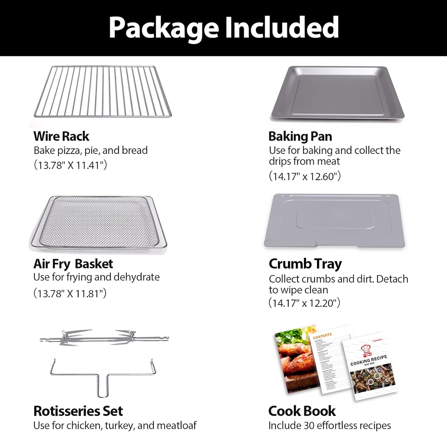 Beelicious 32QT Extra Large Air Fryer, 19-In-1 Air Fryer Toaster Oven Combo with Rotisserie and Dehydrator, Digital Convection Oven Countertop Airfryer Fit 13" Pizza, 6 Accessories, 1800w, Black