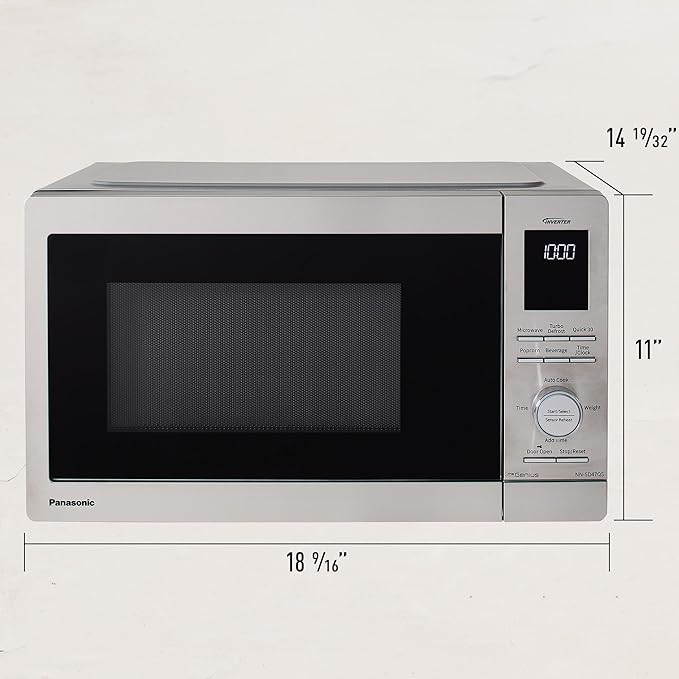 Panasonic Countertop Microwave Ovens, 0.9 Cu. Ft. 1000W, 15 Auto Cooking Presets, Inverter Technology for Even Cooking, with Genius Sensor Technology and Turbo Defrost- NN-SD47QSDAYH