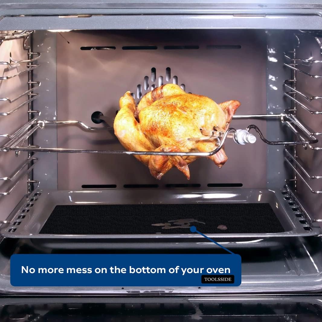 TOOLSSIDE 100% Non-Stick Toaster Oven Liner 2 PACK - 11" X 9" Oven Liners for Bottom of Oven, Great Oven Mat, Teflon Liner for Toaster Ovens, Dishwasher Safe, Best Oven Mat for Bottom of Oven