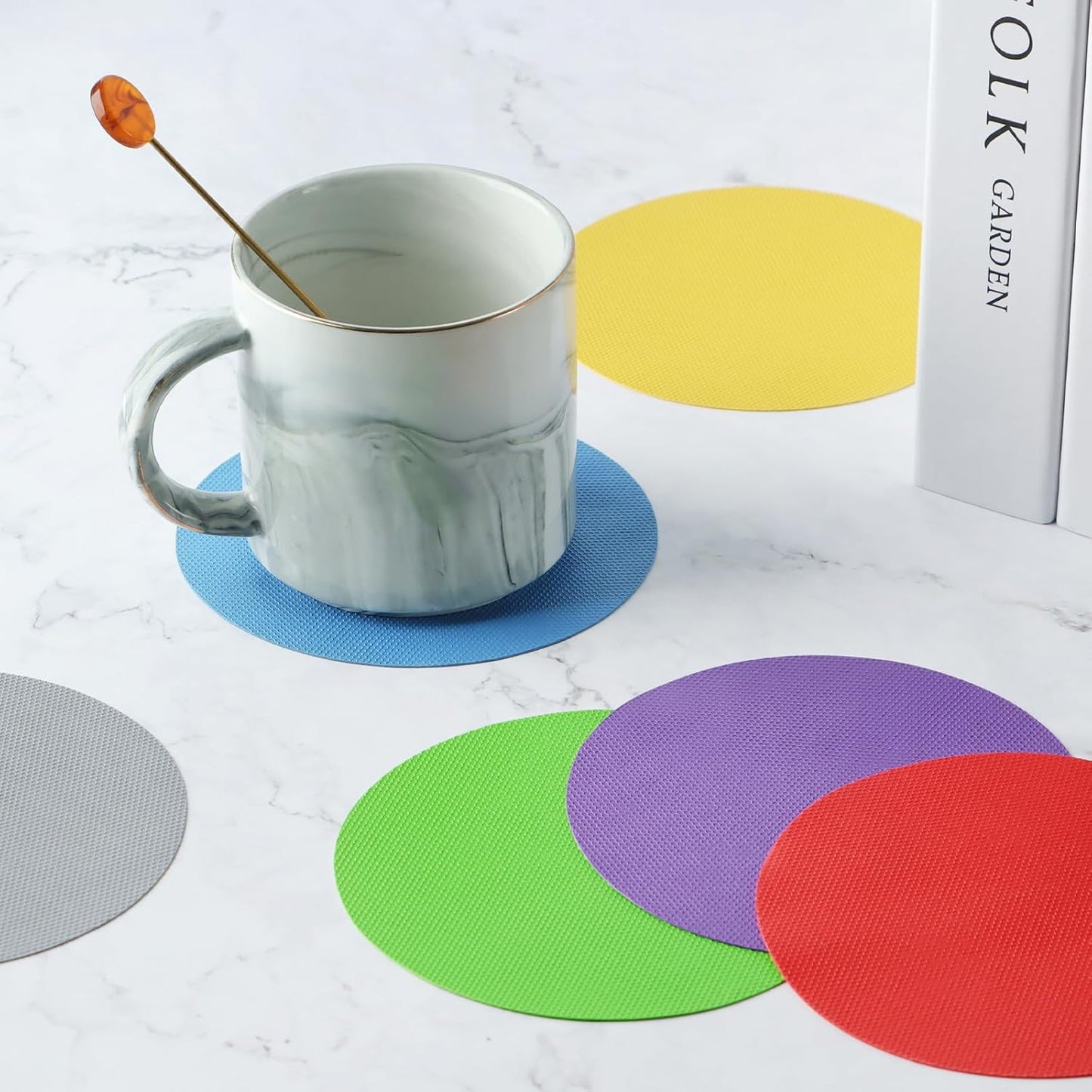 6PCS Round Jar Gripper Pads - Rubber Jar Opener, Kitchen Coasters for Seniors with Arthritis, 6 Colors