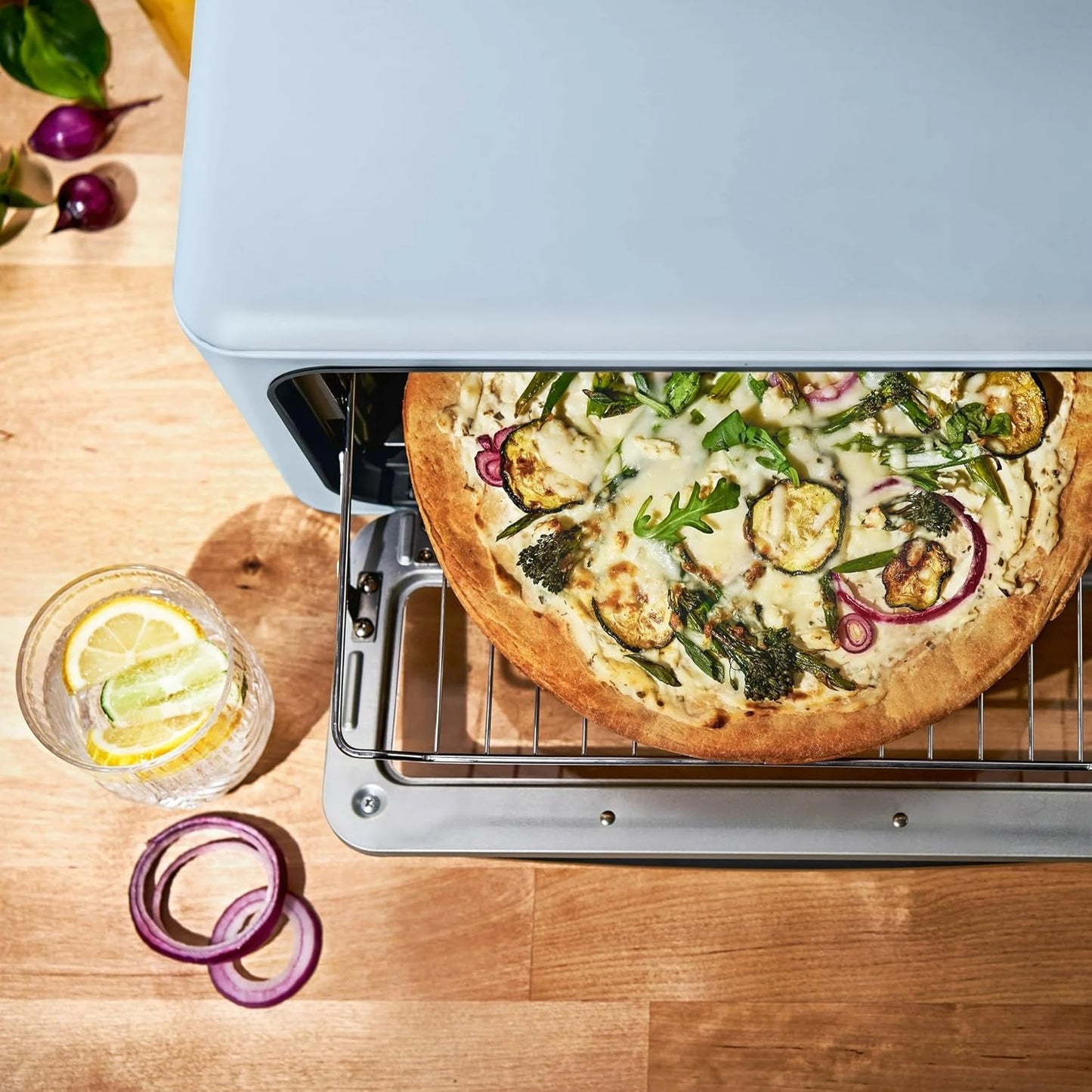 Beautiful Infrared Air Fryer Toaster Oven Combo - 10-in-1 Countertop Convection Oven with Air Fry, Bake, Pizza, Toast & Dehydrate Functions - 1800W Stainless Steel Kitchen Appliance (Cornflower Blue)