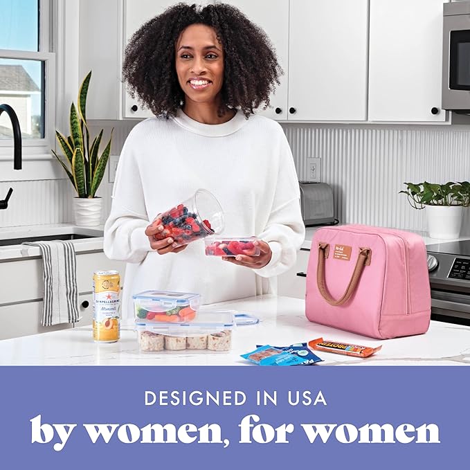 Fit & Fresh Lunch Bag For Women, Insulated Womens Lunch Bag For Work, Leakproof & Stain-Resistant Large Lunch Box For Women With Containers, Zipper Closure Bloomington Bag, Dusty Rose