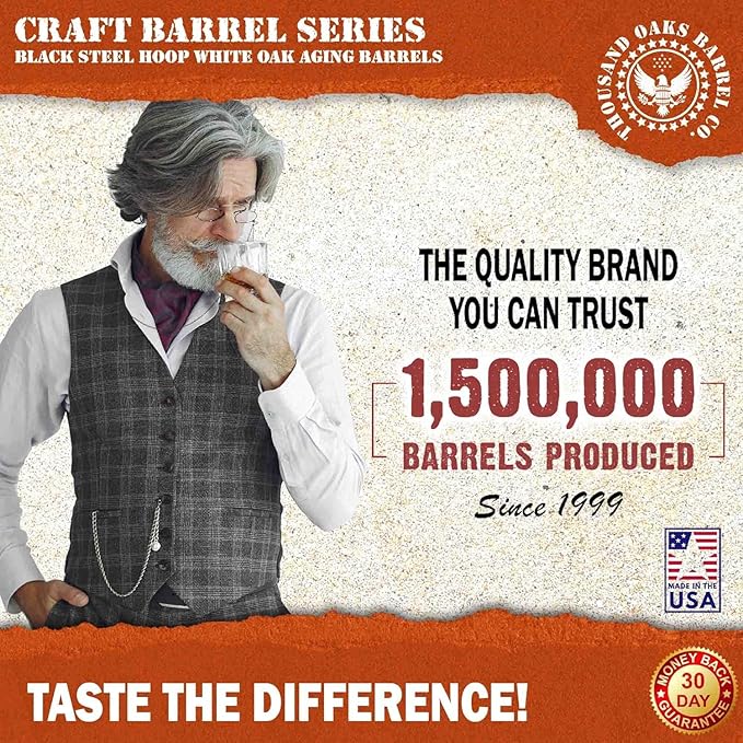 1 Liter Oak Aging Barrel with Wood Stand, Bung & Spigot - Mini Whiskey Barrels for The Home Alcohol Distiller, Moonshiner & Winemaker - Age Cocktails, Bourbon, Whisky, Tequila, Rum, Mead Wine (1L)