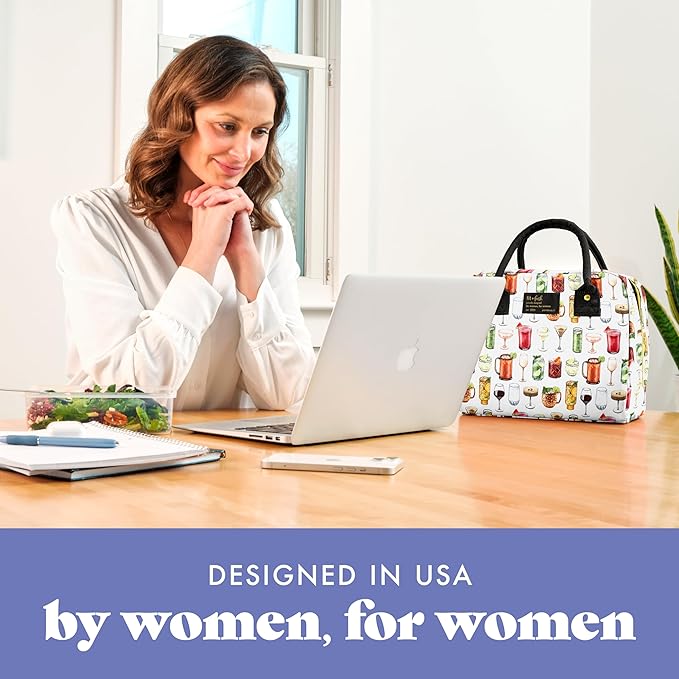 Fit & Fresh Bloomington Lunch Bag for Women - Insulated Large Lunch Box for Work with Containers, Leak-Resistant, Stain-Resistant, Zipper Closure, Mixology