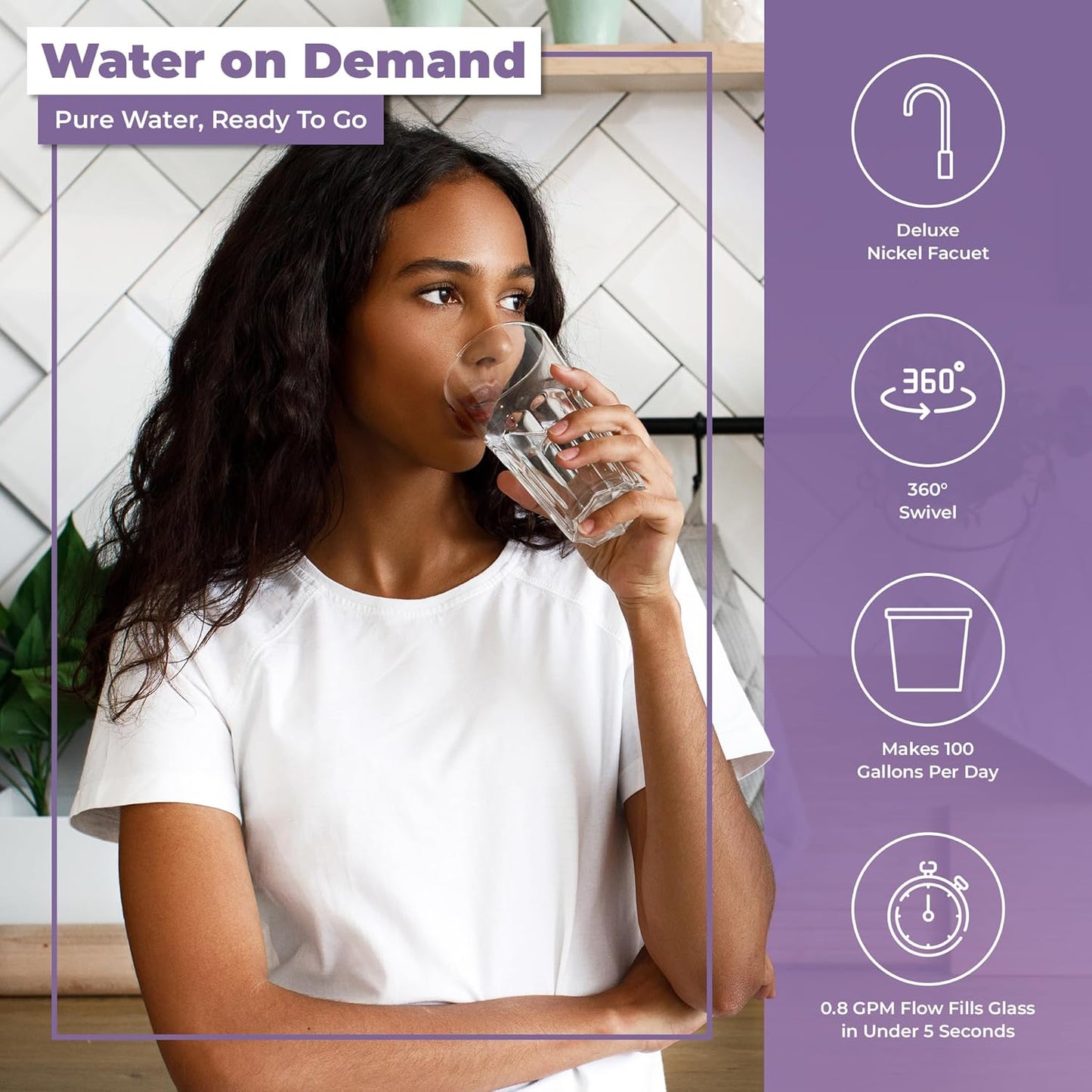 Rotek Water Systems Reverse Osmosis Water Filtration System, Under Sink 6-Stage ION RO Water Filter System, No Pump, Contains Leak Stop Valve, 100 GPD, Deioniization