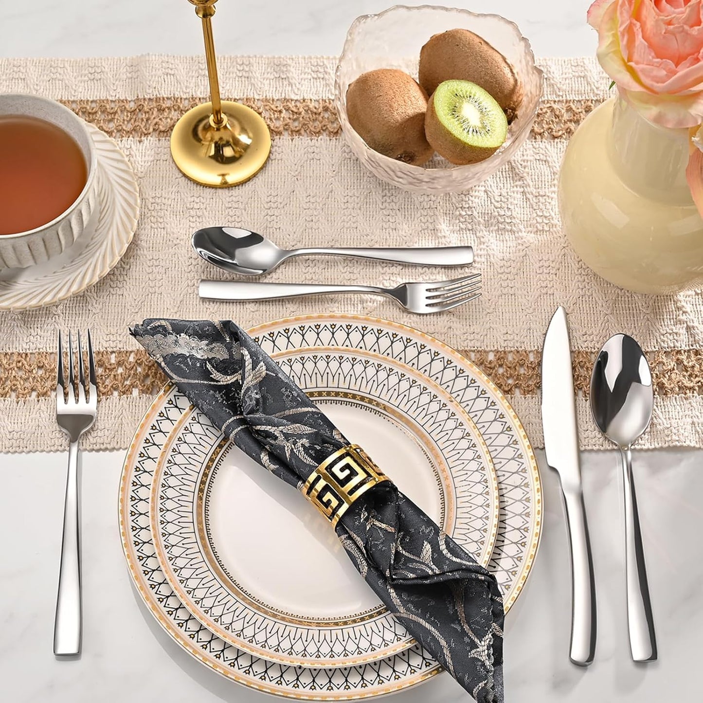 40-Piece Black Silverware Set, Heavy Duty Stainless Steel Flatware Cutlery Set Service for 8, Food-Grade Utensil Sets for Home Restaurant, Dishwasher Safe