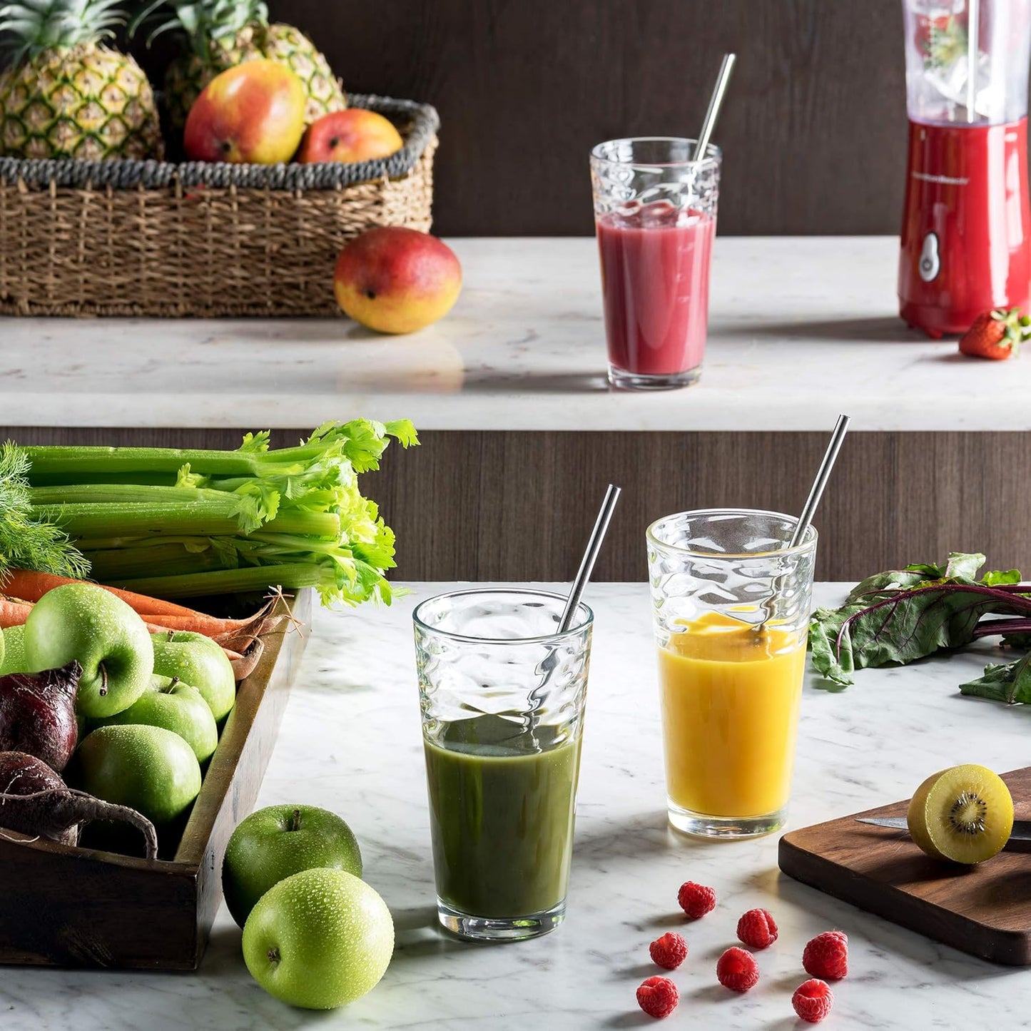 Biscayne Glassware Set, 24-Piece, Mixed Sizes with Cooler, DOF, Juice and Shot Glasses