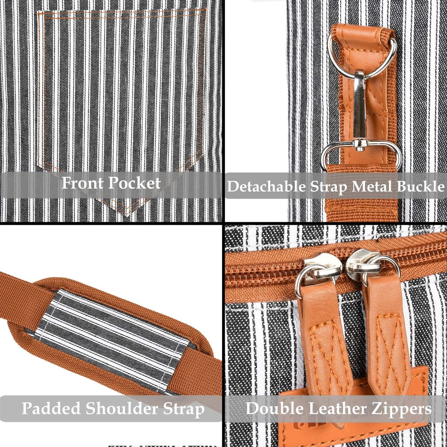 Tirrinia 4 Bottle Wine Gift carrier - Insulated & Padded Portable Versatile Wine Carrying Cooler Tote Bag for Travel, BYOB Restaurant, Wine Tasting, Party, Great Gift for Wine Lover, Black Stripe