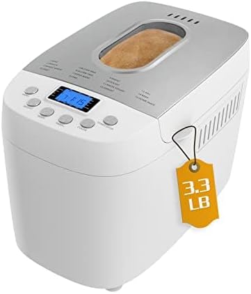 Davivy Bread Maker 1.5kg Dough Maker, 15-in-1 Automatic Bread Maker with Nonstick Bowls, Jam and Yogurt, 3 Bread Sizes and 3 Shell Settings, 15-H Delay Timer (850W, Silver, 1.5 kg)