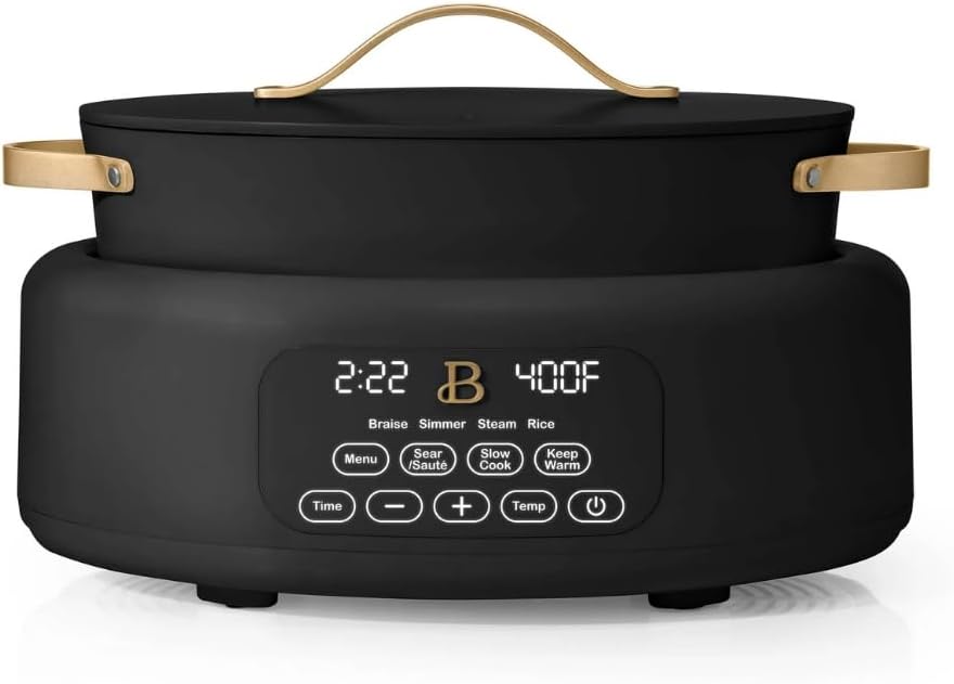 Beautiful 10-in-1,6Qt Electric Multi-Cooker with 7 Presets,Oven-Safe Pot & Lid,Sauté,Steam,Slow Cook,Slow Cooker, Simmer, Rice & More – Touch Display, Dishwasher Safe, Serves Up to 7 (Black Sesame)