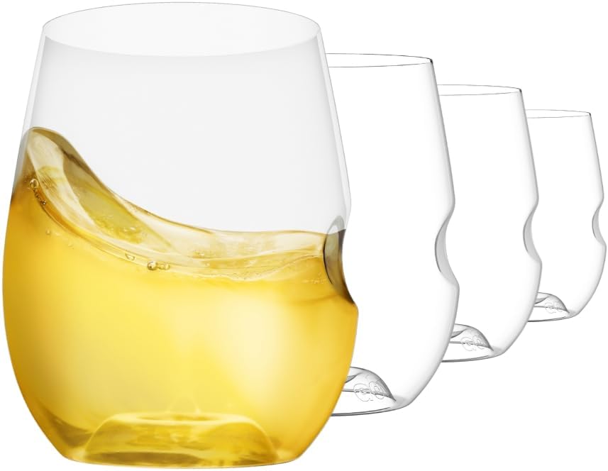 Unbreakable Stemless Wine Glass – Set of 4, 12oz, Dishwasher Safe, BPA-free Tritan, Clear Stemless White Wine Glasses, Shatterproof for Indoor, Outdoor, Everyday Use. Reusable, Made in the USA