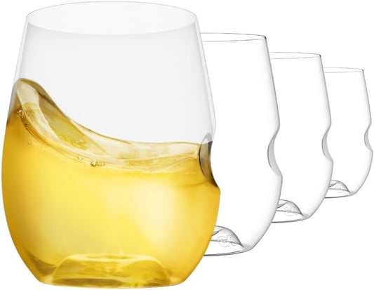 Unbreakable Stemless Wine Glass – Set of 4, 12oz, Dishwasher Safe, BPA-free Tritan, Clear Stemless White Wine Glasses, Shatterproof for Indoor, Outdoor, Everyday Use. Reusable, Made in the USA