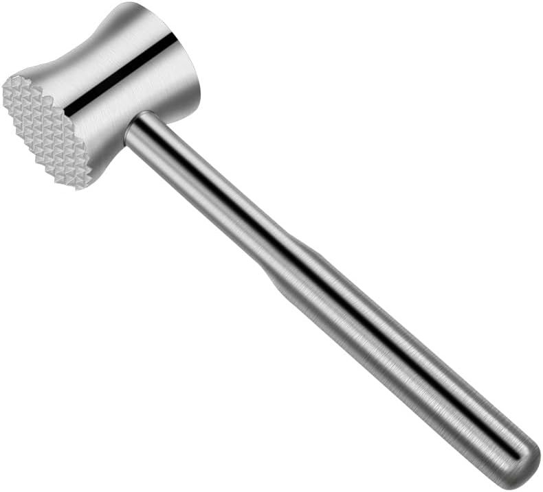 304 Stainless Steel Meat Tenderizer Mallet - Dual-Sided Meat Pounder Hammer for Tenderizing and Flattening Meat - Kitchen Essentials Meat Beater Tool with Comfort Grip Handle