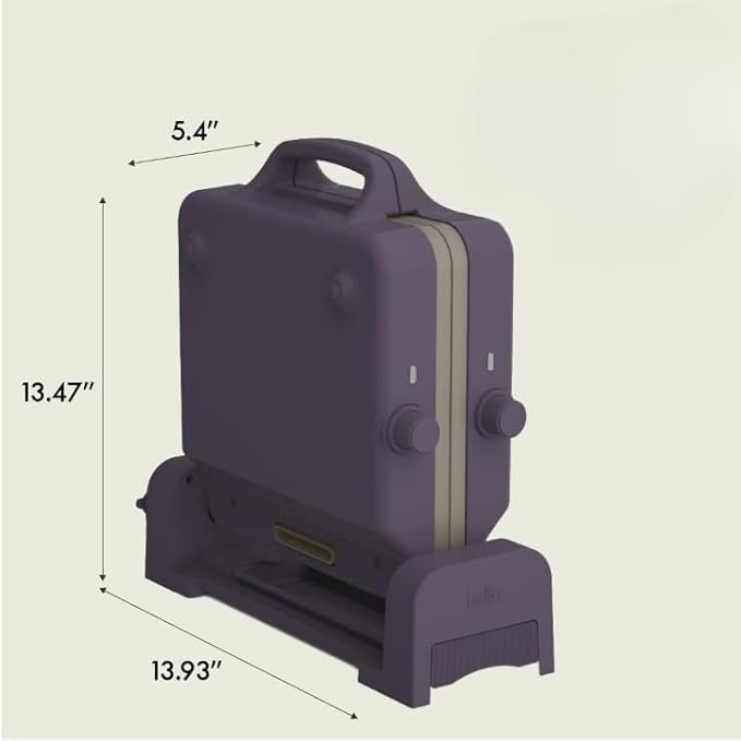 bella 10"x 20" Ceramic Fold-n-Store Dual Temp Griddle, Fits-anywhere Kitchenware, EverGood Ceramic Nonstick Coating, 2 Temperature Zones up to 400°F, Dishwasher Safe Drip Tray, 1500 Watt, Plum