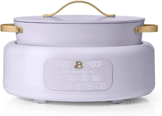 Beautiful 10-in-1 6Qt Electric Multi-Cooker with 7 Presets,Oven-Safe Pot & Lid,Sauté, Steam,Slow Cook,Slow Cooker, Simmer,Rice & More,Touch Display,Dishwasher Safe,Serves Up to 7(Lavender)