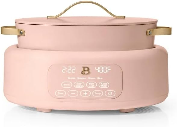 Beautiful™ 10-in-1 Electric Multi-Cooker, 6 Quart –Rose, by Drew Barrymore, Slow Cook, Sauté, Steam, Rice, Pressure Cook, Sear, Warm & More, Programmable Digital Display, Dishwasher-Safe Pot