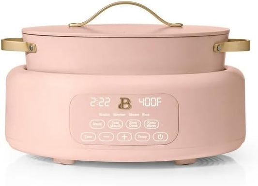 Beautiful™ 10-in-1 Electric Multi-Cooker, 6 Quart –Rose, by Drew Barrymore, Slow Cook, Sauté, Steam, Rice, Pressure Cook, Sear, Warm & More, Programmable Digital Display, Dishwasher-Safe Pot