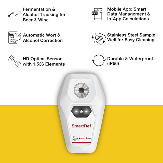 SmartRef Digital Refractometer by Anton Paar – High-Precision Brix & Wort Meter for Beer Brewing, Winemaking, Fermentation | Bluetooth, ATC, Automatic Wort & Alcohol Correction, est. ABV