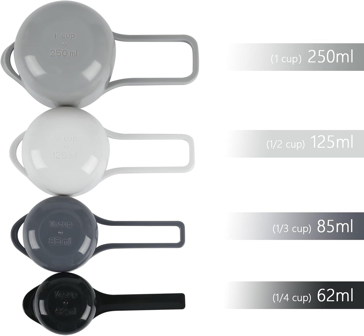 BoxedHome 8 Pack Classic Nesting Mixing Bowl Set with 4 Measuring Cups, Plastic Mixing Bowls with Pour Spouts and Handles(Gray)