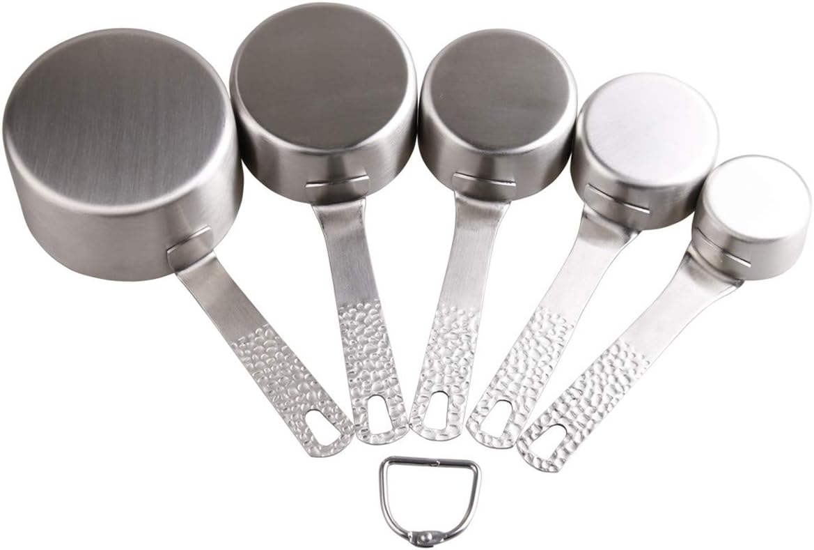 Smithcraft Measuring Cups 5pcs Stainless Steel Measuring Cups Set 18/8 (304) Steel Material Heavy Duty Measurer cups Color Silver (Siliver-5cups+1ring)