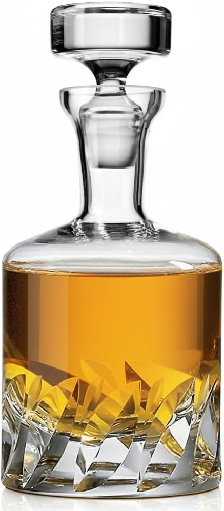 Voted Best High-End Whiskey Decanter 2024 by Food & Wine Magazine | Made in Europe | Hand-Blown Beveled Blade Decanter | 34 Fl. Oz | 100% Lead-Free Crystal | Gift Box | Elegant Design