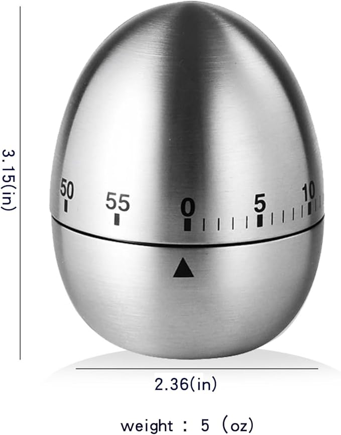 60 Minute Egg Timer, Kitchen Timers for Cooking, Wind Up Timer 0-60 Minutes, Timers for Classroom, Visual Timer for Kids, Mechanical Egg Shape Timer for Saunas and Hard Boiled Eggs (Egg Shape)