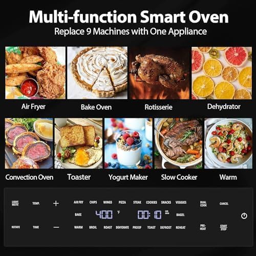 Beelicious 32QT Extra Large Air Fryer, 19-In-1 Air Fryer Toaster Oven Combo with Rotisserie and Dehydrator, Digital Convection Oven Countertop Airfryer Fit 13" Pizza, 6 Accessories, 1800w, Black