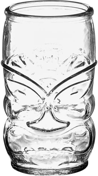 Clear Glass Tiki Glasses, 13 oz Capacity, 5 Inch Height, Dishwasher Safe, Round Shape, 12 per Case