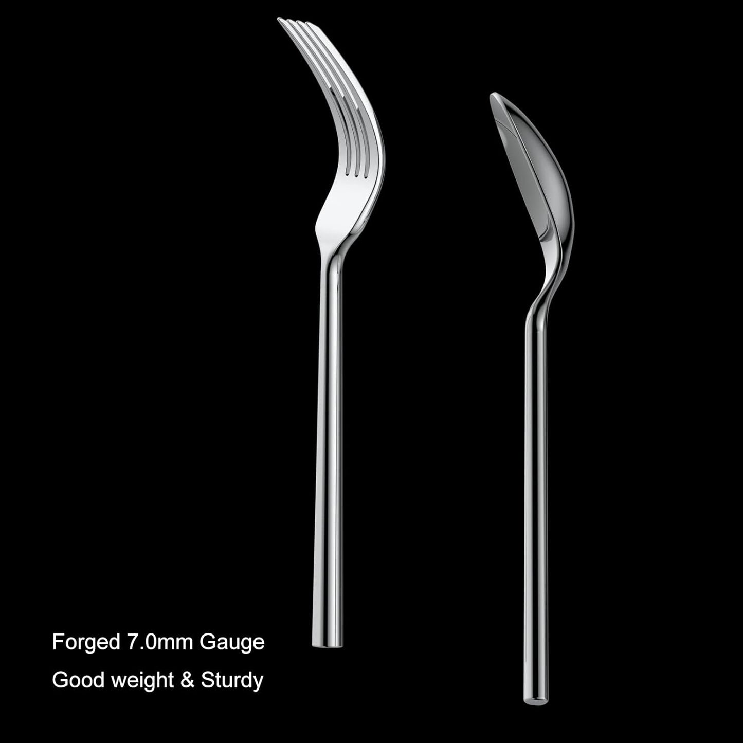 Alata Potter 20-Piece Forged Silverware Set Stainless Steel Flatware Set Cutlery Set,Service for 4,Mirror Finish,Dishwasher Safe