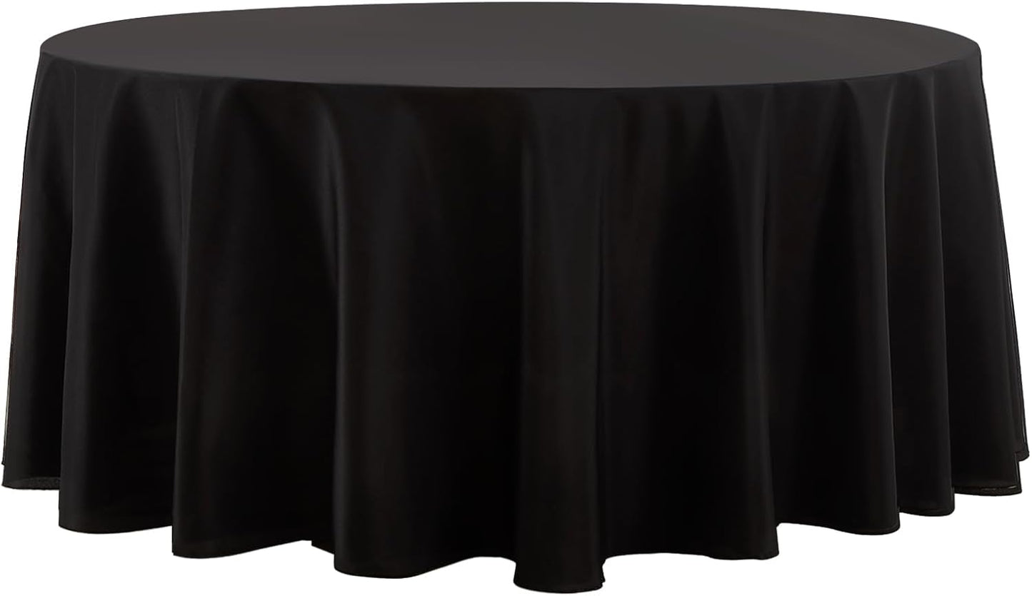 Round Tablecloth 120 Inch 1 Pack Black Tablecloths Washable Decorative Linen Polyester Table Clothes Cover for Dining Table Banquets Buffet Parties and Wedding