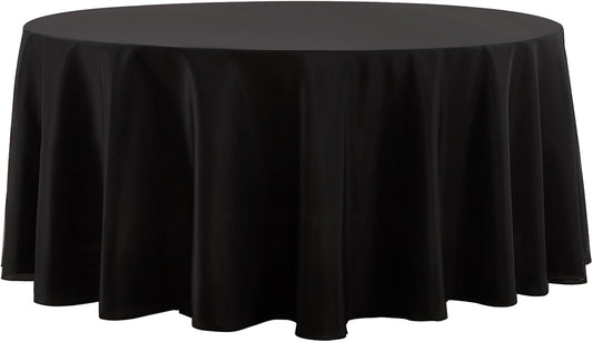Round Tablecloth 120 Inch 1 Pack Black Tablecloths Washable Decorative Linen Polyester Table Clothes Cover for Dining Table Banquets Buffet Parties and Wedding