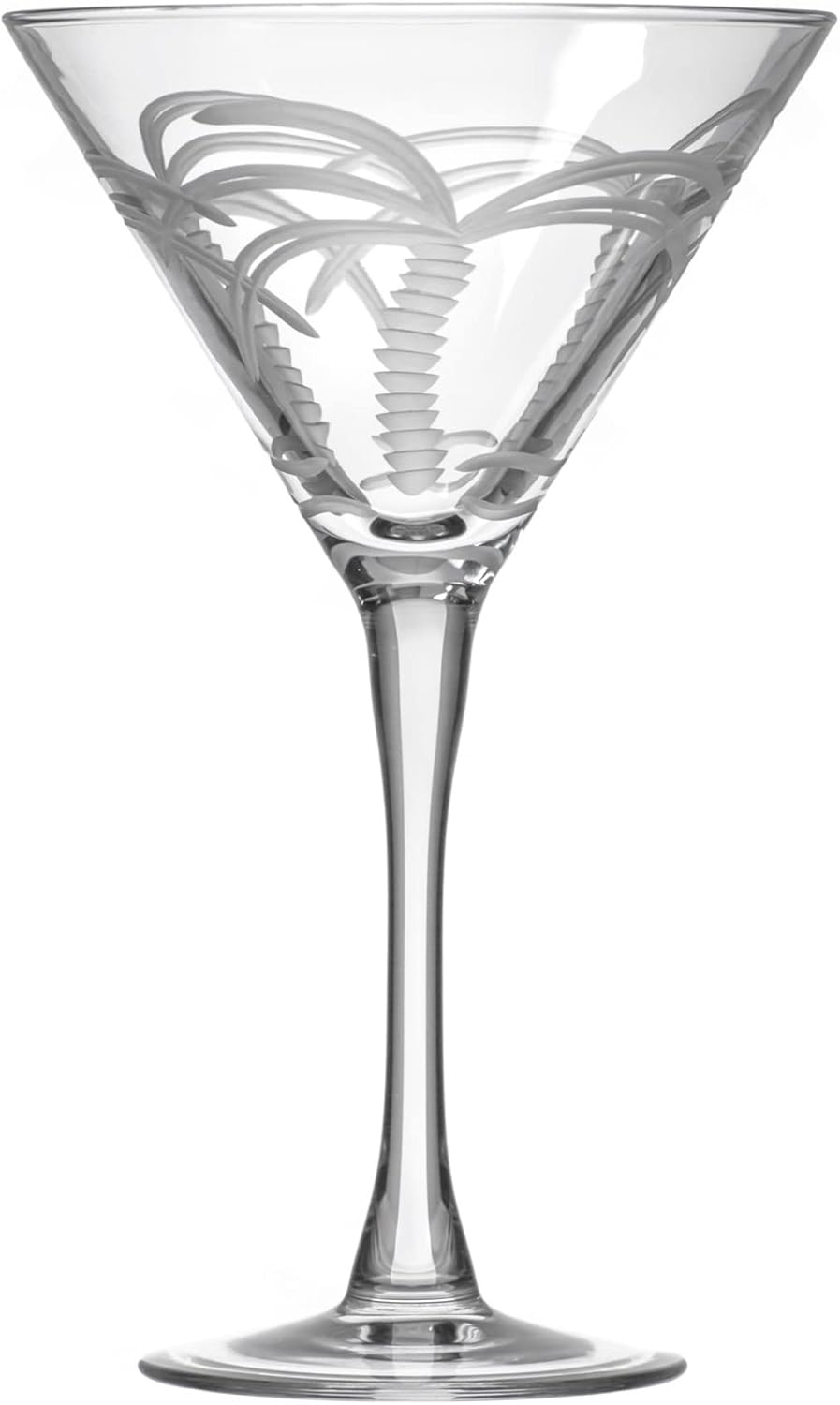 Rolf Glass Palm Tree Martini Glass - Set of 2 Stemmed 10 ounce Martini Glasses - Lead-Free Glass - Diamond-Wheel Engraved Cocktail Glasses - Made in the USA
