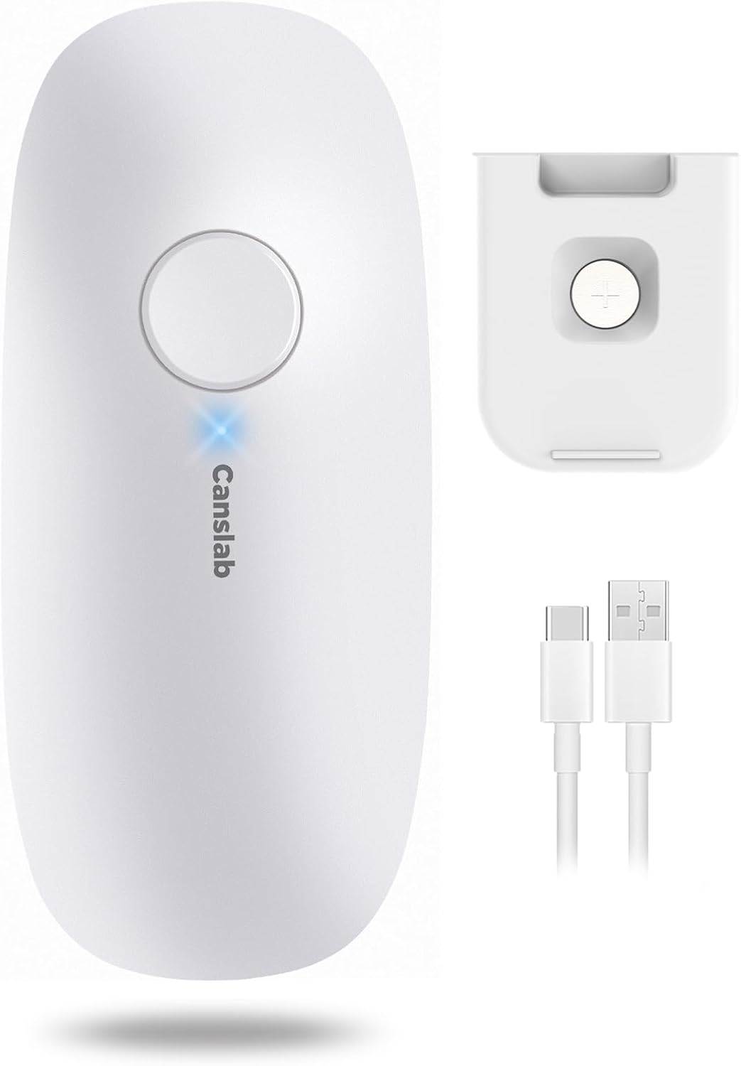 Canslab Ultrablade - USB Rechargeable Electric Can Openers for Senior with Arthritis- Automatic Kitchen Can Opener for Any Size Can, Smooth Edge, Small Handsfree One Touch Opener, Wall Mounted,White