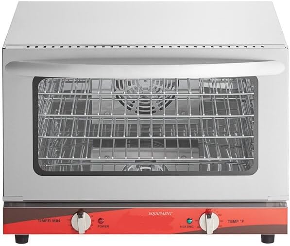 Quarter Size Countertop Convection Oven, 1440W, 120V Electric, 0.8 Cu Ft Capacity, Stainless Steel, 3 Chrome Wire Shelves, Commercial Kitchen Use, 18.75x18x15 Inches
