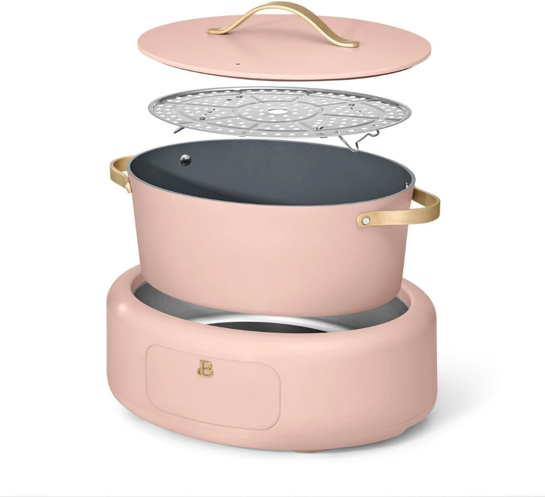 Beautiful 10-in-1 6Qt Electric Multi-Cooker with 7 Presets, Oven-Safe Pot & Lid, Sauté, Steam, Slow Cook, Slow Cooker, Simmer, Rice & More – Touch Display, Dishwasher Safe, Serves Up to 7 (Rose)