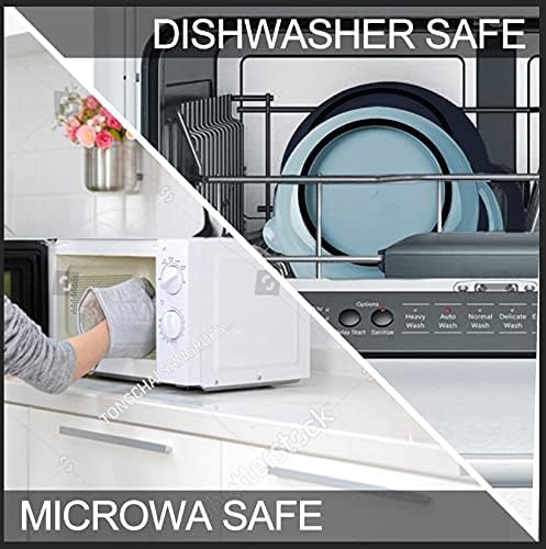 BoxedHome 4 Pack Nesting Mixing Bowls with Pour Spout and Handle, Plastic Large Mixing bowl BPA free Microwave & Dishwasher Safe(Blue, 4 Pack with Handle)