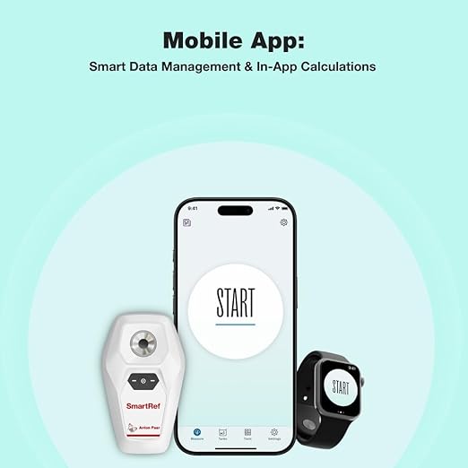 SmartRef Digital Refractometer by Anton Paar- Salinity Meter for Saltwater Aquariums, Reef Tank | Waterproof, ATC, 0.1 ppt Resolution, ±0.3 ppt Precision, 0-150 ppt Range, App-operated data management